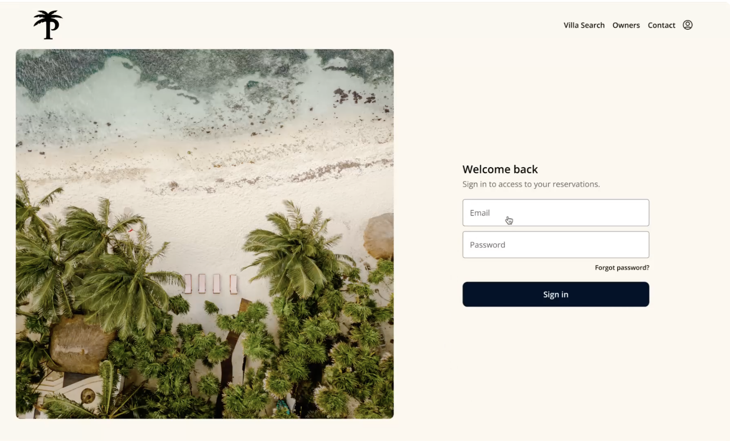 Guest portal interface for planning a large group villa stay